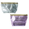 Cosmetic Metallic Stripped Bags- Purple & Silver Cosmetic Metallic Stripped Bags- Purple & Silver