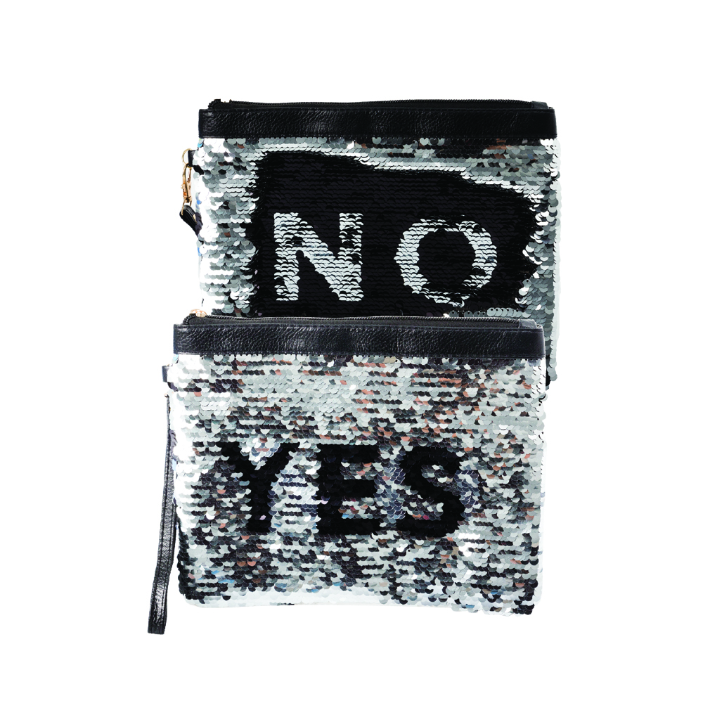 Cosmetic Sequins Bag with Words (Yes & No)