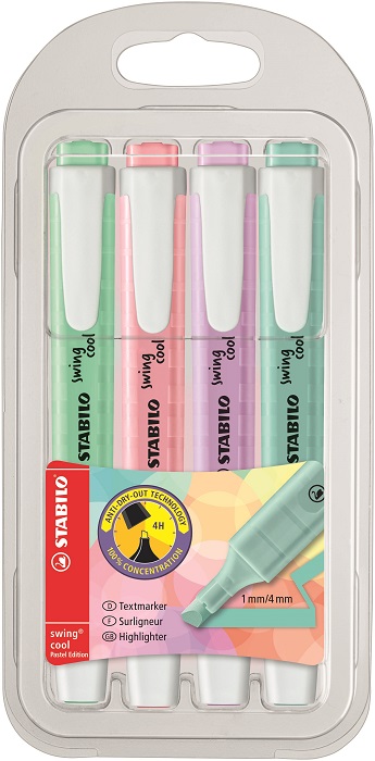 Stabilo: Swing Pastel Highlighters – Assorted 4 PACK
