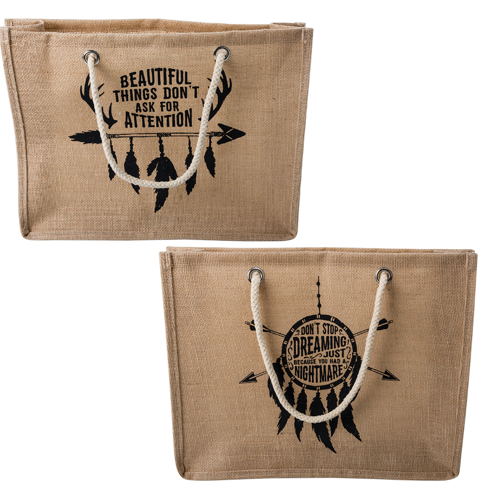 Shopper Bag Boho – Black Print Design (Set of 2)