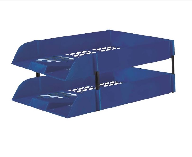 Treeline Desk Letter Tray Set 2 Tier  Blue