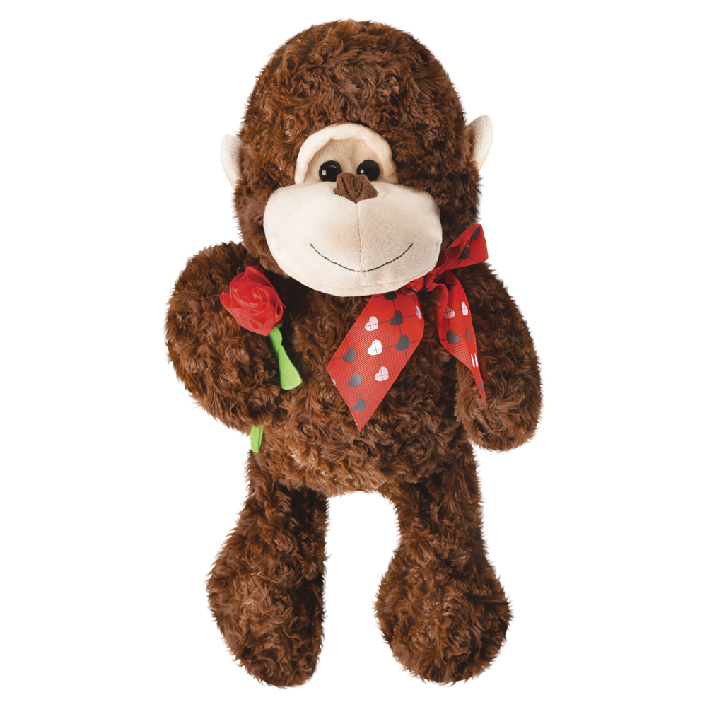 Plush Monkey with Red Rose Toy- 42 cm