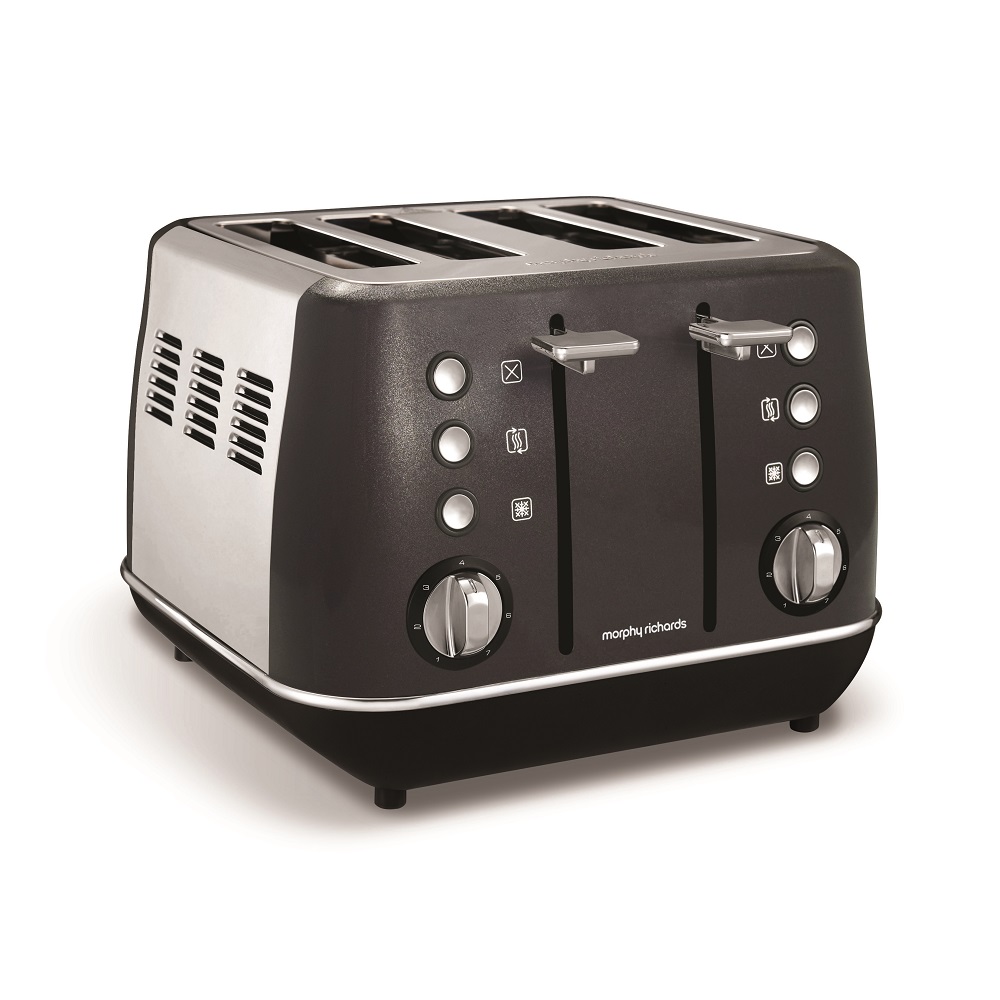 Morphy Richards – Toaster 4 Slice Stainless Steel Black – 1800W “Evoke”