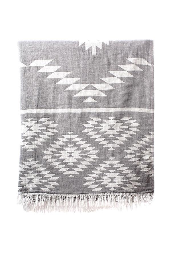 Turkish Bath / Beach Towel (100% Cotton) – Kelim Dark Grey (95x175cm)