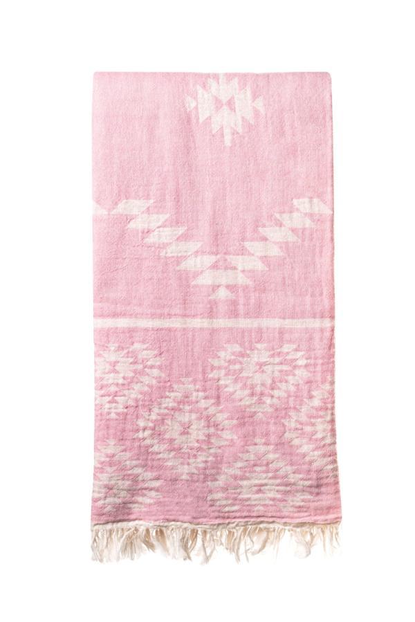 Turkish Bath / Beach Towel (100% Cotton) – Kelim Pink (95x175cm) – Pink