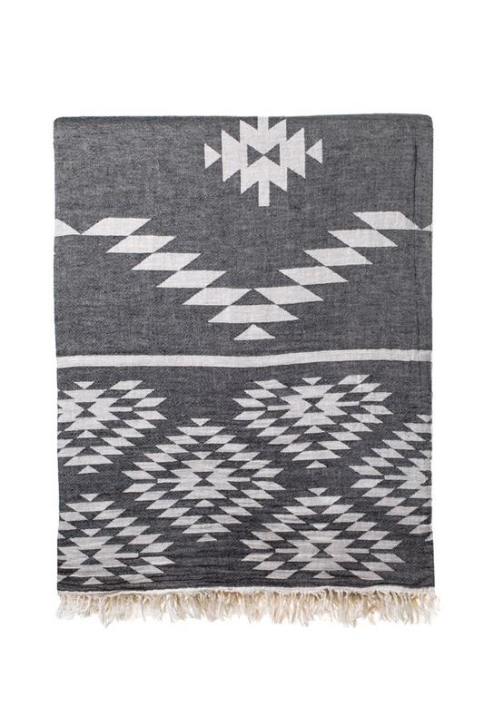 Turkish Bath / Beach Towel (100% Cotton) – Kelim Black (95x175cm)