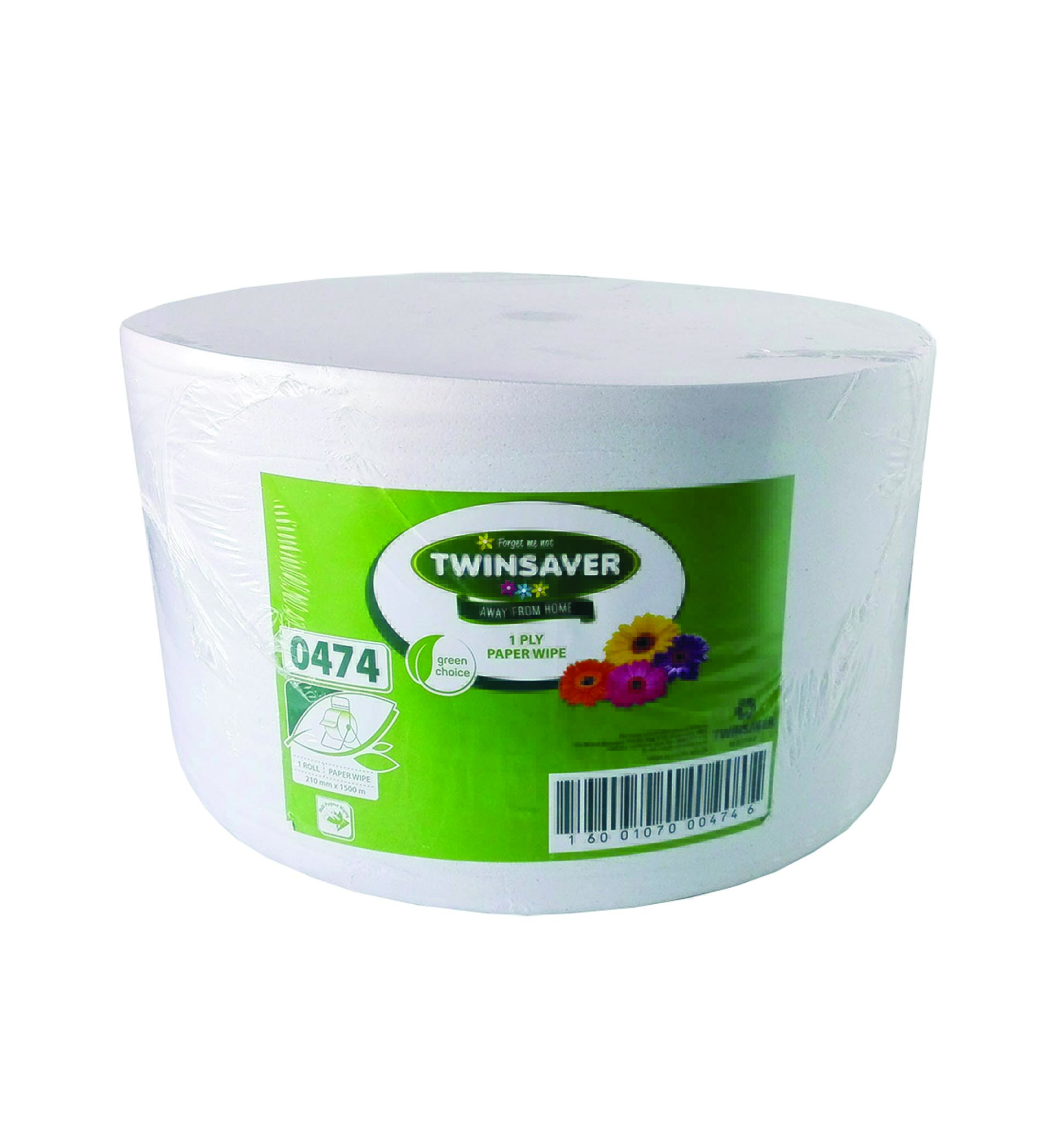 Twinsaver Wipe One Ply 210mm x 1500m NP0474