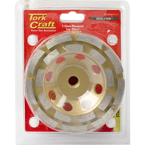Tork Craft Dia. Cup Wheel 115 mm x m14 Dbl Row Cold Pressed