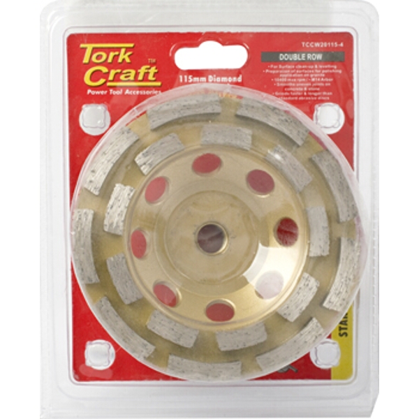 Tork Craft Dia. Cup Wheel 115mm x m14 Dbl Row Laser Welded
