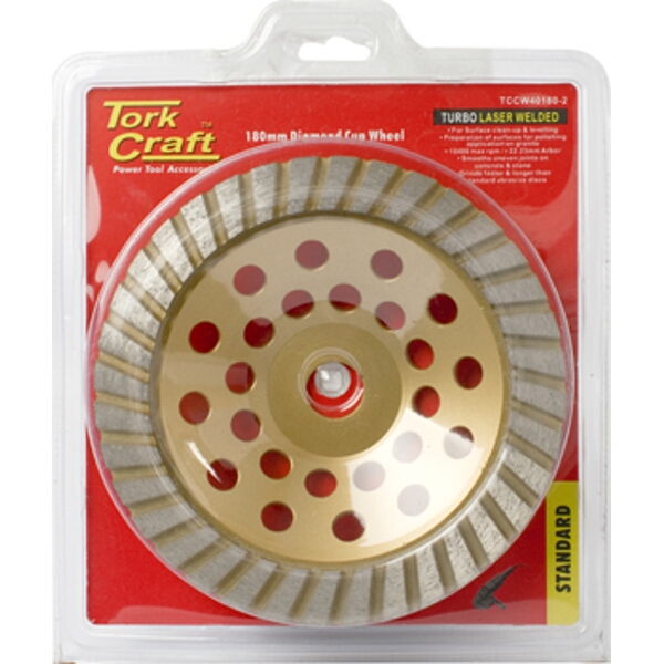 Tork Craft Dia. Cup Wheel 180 x 22.23mm Turbo Laser Welded