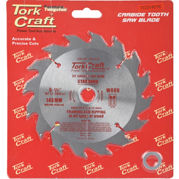 Tork Craft Blade TCT 140 x 16T 20/16/13 General Purpose Rip Wood