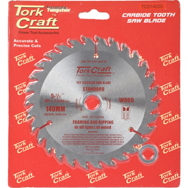 Tork Craft Blade TCT 140 x 30T 20/16/13 General Purpose Combination Wood