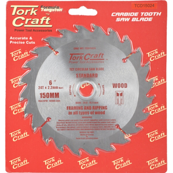 Tork Craft Blade TCT 150 x 24T 20/16 General Purpose Rip Wood