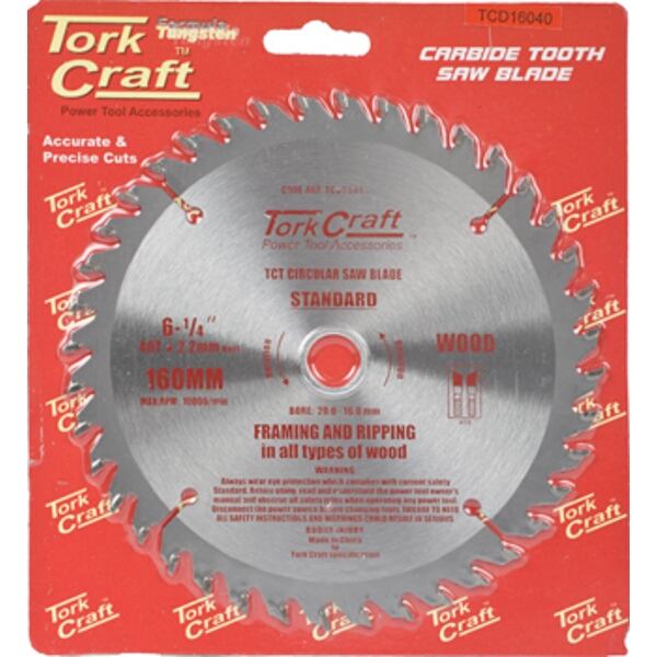 Tork Craft Blade TCT 160 x 40T 20/16 General Purpose Combination