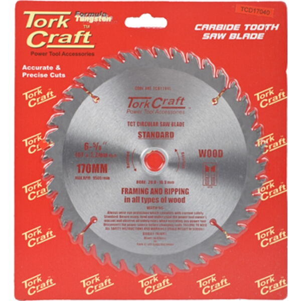 Tork Craft Blade TCT 170 x 40T 20-16mm General Purpose Combination
