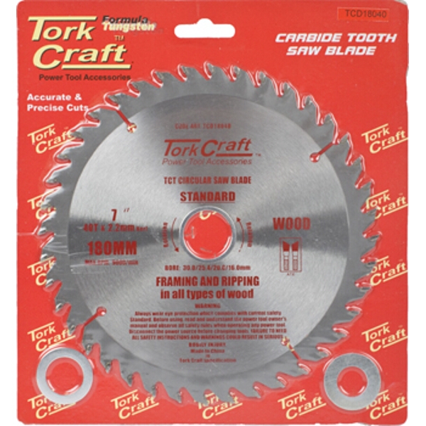 Tork Craft Blade TCT 180 x 40T 30/20/16 General Purpose Combination