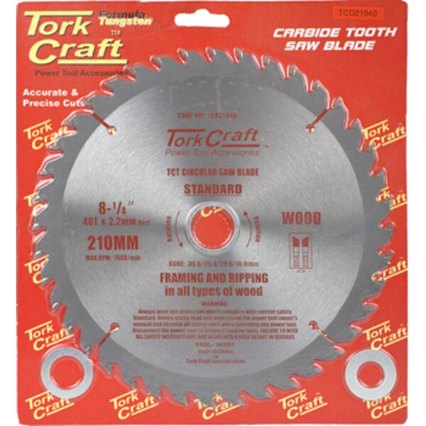 Tork Craft Blade TCT 210 x 40T 30/1/20/16 General Purpose Combination