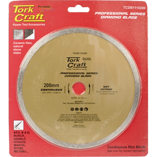 Tork Craft Diamond Blade 200 x 22.22 Cont Rim
