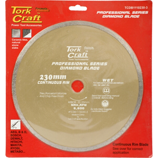 Tork Craft Diamond Blade Cont.Rim Thin Kerf 230×22.22mm