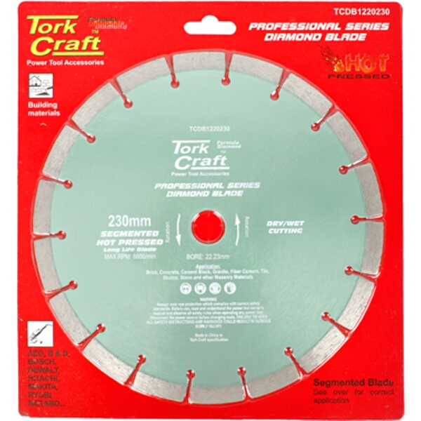 Tork Craft Diamond Blade 230mm Segm.Hot Pressed