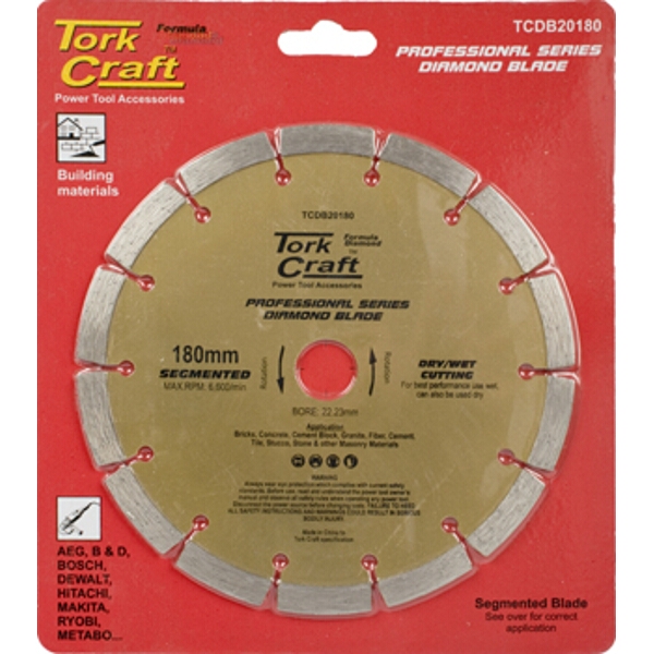 Tork Craft Diamond Blade 180mm Segmented Profesional