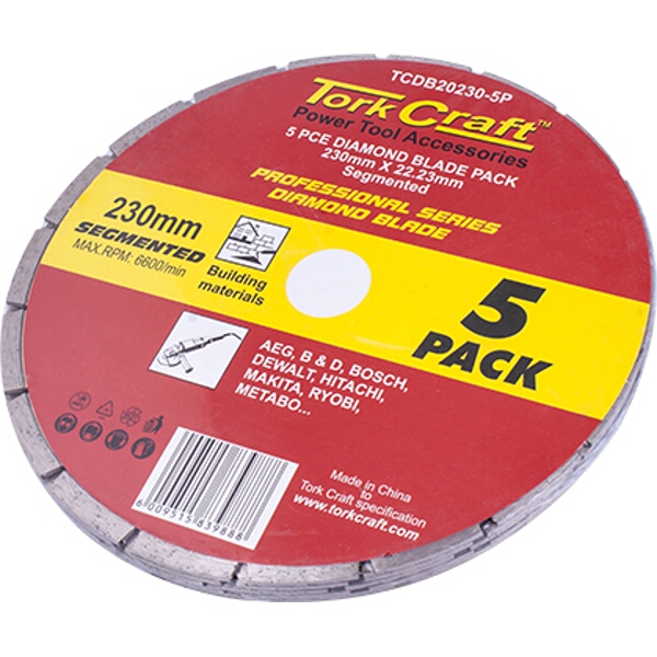Tork Craft Diamond Blade Segmented 230mm Professional Bulk 5 Pack
