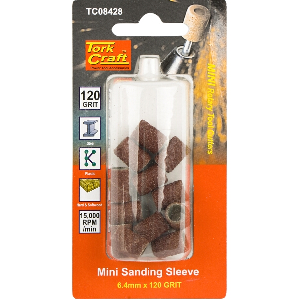 Tork Craft Mini Sanding Sleeve 6.4mm 120g 12 Piece