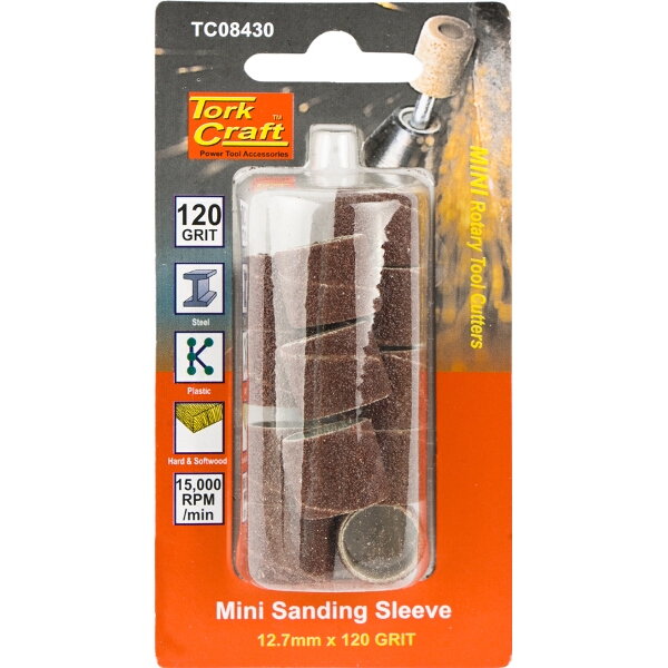 Tork Craft Mini Sanding Sleeve 12.7mm 120g 12 Piece