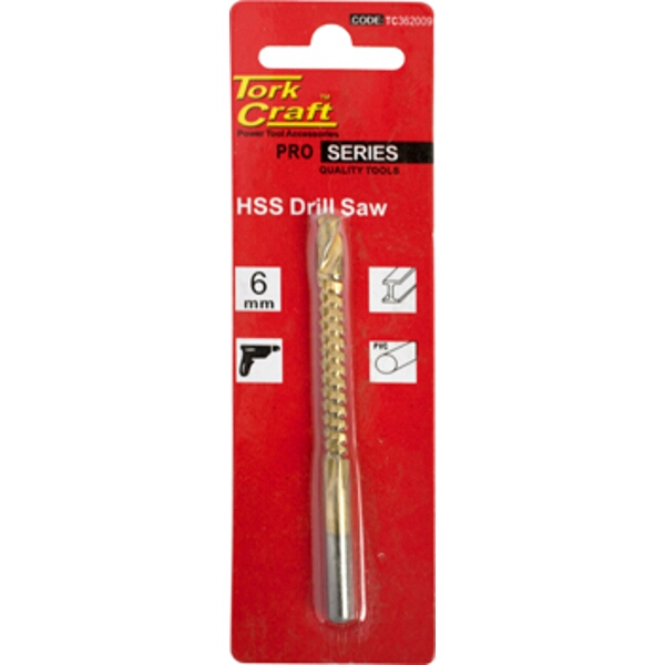 Tork Craft Drill Saw 6mm Tin. Coated Carded