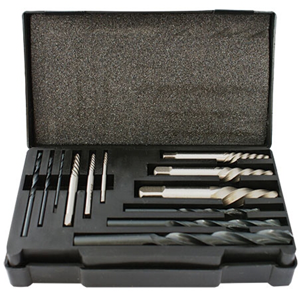 Tork Craft Screw Extractor Set 12 Piece W/ Drill Bits for m3