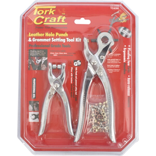 Tork Craft Leather Hole Punch & Grommet Setting Tool Kit