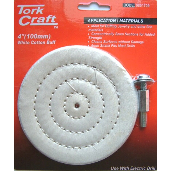 Tork Craft Cotton Buff 100mm x 6mm Shaft