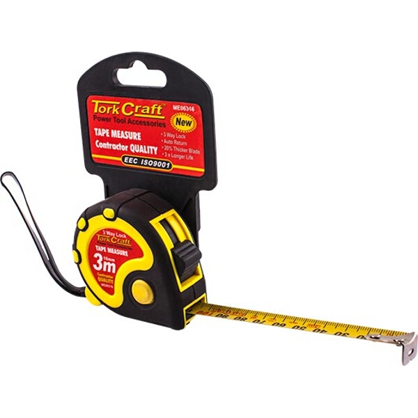 Tork Craft Measuring Tape Multi Lock 3M x 16mm Rubber Casing Matt Finish