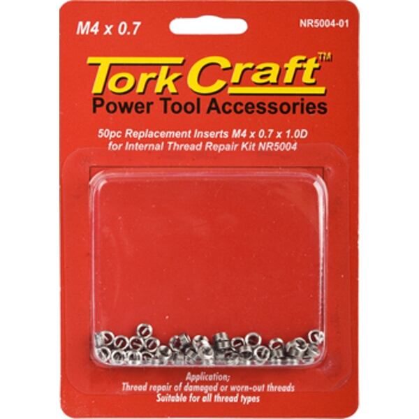 Tork Craft Thread Repair Kit M4 x 0.7 x1.0mm Repl. Inserts for Nr5004