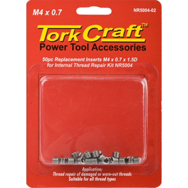 Tork Craft Thread Repair Kit M4 x 0.7 x1.5mm Repl. Inserts for Nr5004