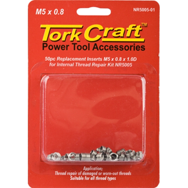 Tork Craft Thread Repair Kit M5 x 0.8 x 1.0mm Repl. Inserts for Nr5005