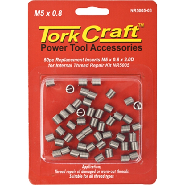 Tork Craft Thread Repair Kit M5 x 0.8 x 2.0mm Repl. Inserts for Nr5005