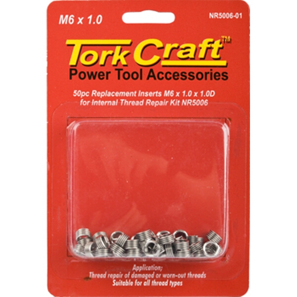 Tork Craft Thread Repair Kit M6 x 1.0 x 1.0mm Repl. Inserts for Nr5006