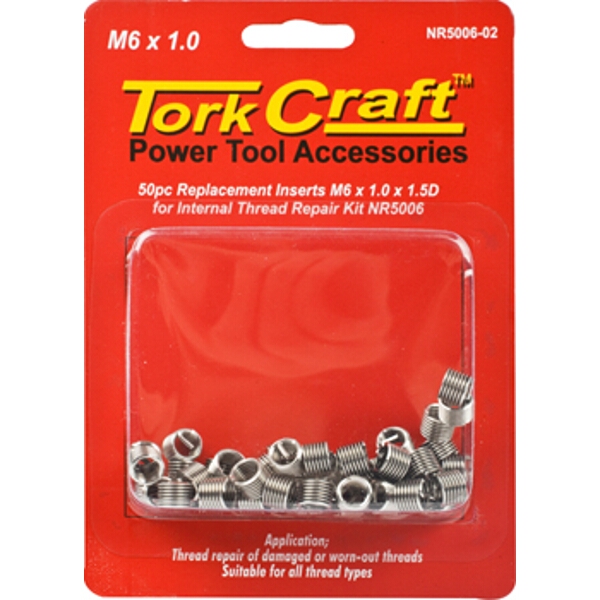 Tork Craft Thread Repair Kit M6 x 1.0 x 1.5mm Repl. Inserts for Nr5006