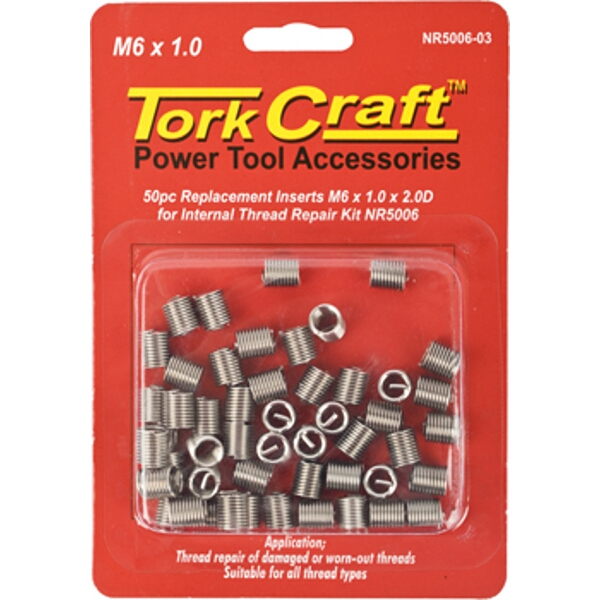 Tork Craft Thread Repair Kit M6 x 1.0 x 2.0mm Repl. Inserts for Nr5006