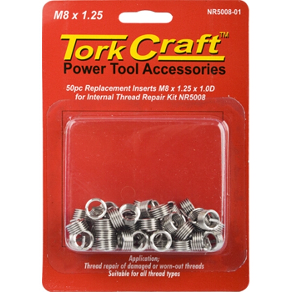 Tork Craft Thread Repair Kit M8 x 1.25 x 1.0mm Repl. Inserts for Nr5008