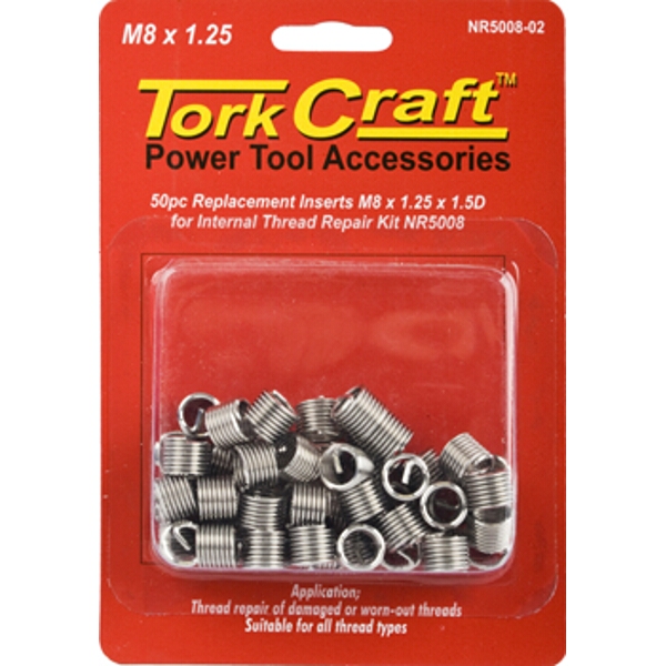Tork Craft Thread Repair Kit M8 x 1.25 x 1.5mm Repl. Inserts for Nr5008