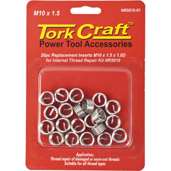 Tork Craft Thread Repair Kit M10 x 1.5 x 1.0mm Repl. Inserts for Nr5010