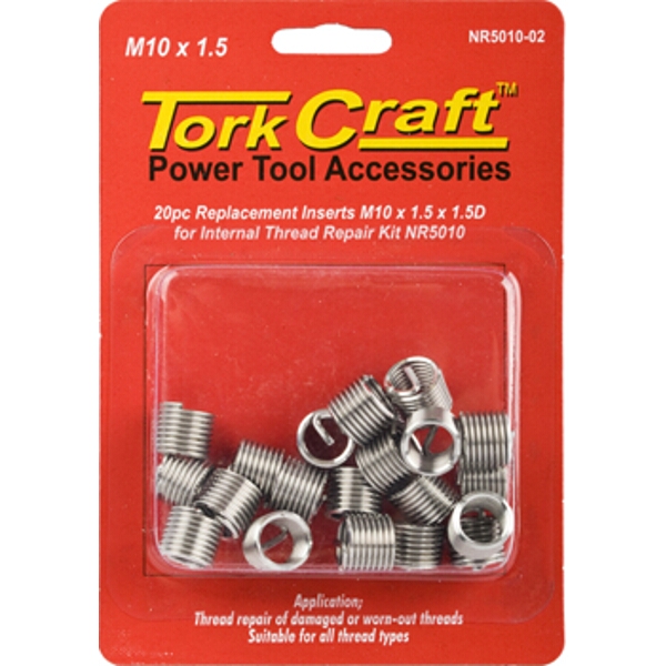 Tork Craft Thread Repair Kit M10 x 1.5 x 1.5mm Repl. Inserts for Nr5010