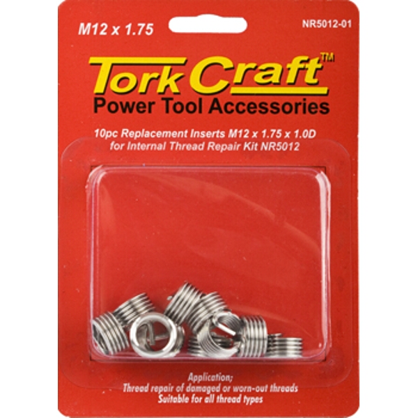 Tork Craft Thread Repair Kit M12 x 1.75 x 1.0mm Repl. Inserts for Nr5012
