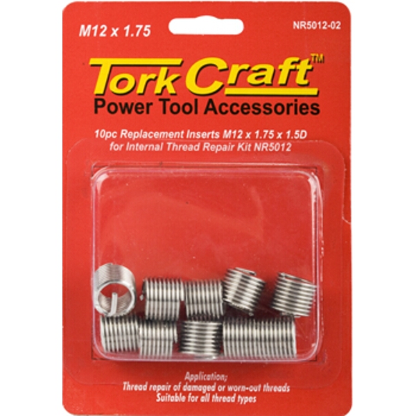 Tork Craft Thread Repair Kit M12 x 1.75 x 1.5mm Repl. Inserts for Nr5012