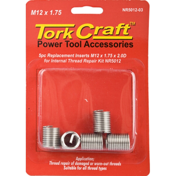 Tork Craft Thread Repair Kit M12 x 1.75 x 2.0mm Repl. Inserts for Nr5012