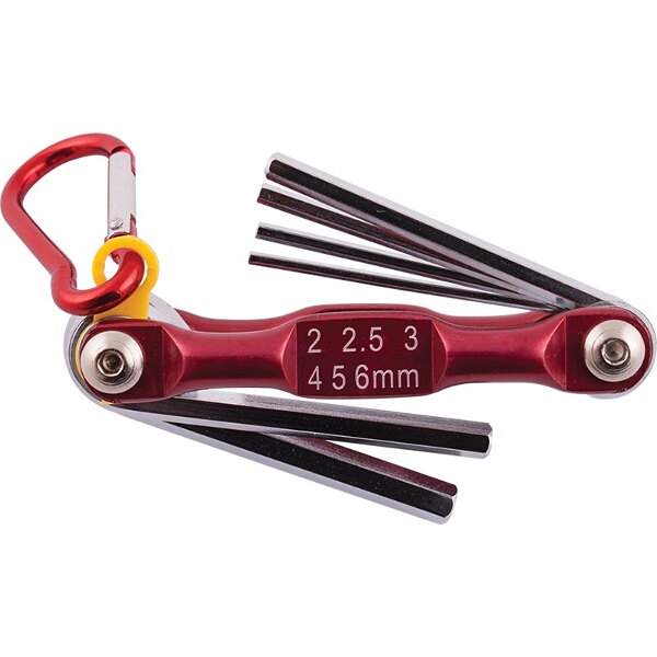 Tork Craft Folding Key Set Hex 2-2.5-3-4-5-6 Red Chrome Plated