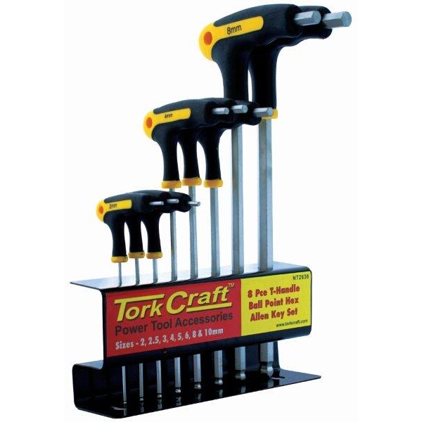 Tork Craft 8 Piece Ball Point Allen Key Set with Handles