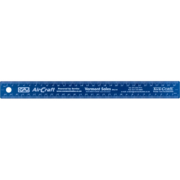 Tork Craft 300mm Cork Backed Stainless Steel Ruler Blue